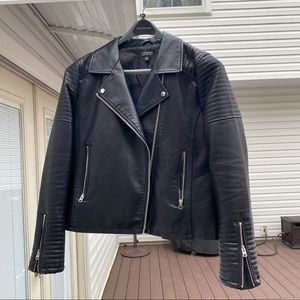 Topshop Moto Jacket - black faux leather